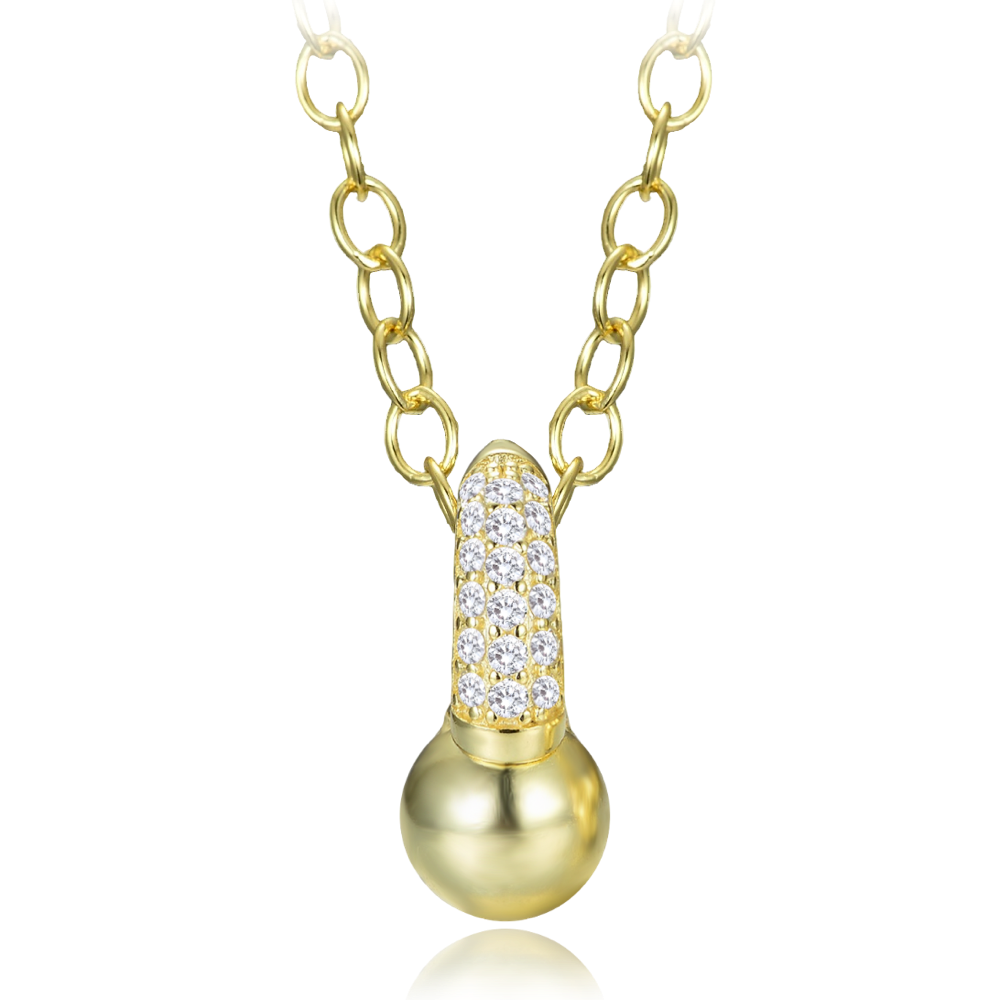 Levně MINET Elegantní pozlacený stříbrný náhrdelník se zirkonem JMAS0321GN43