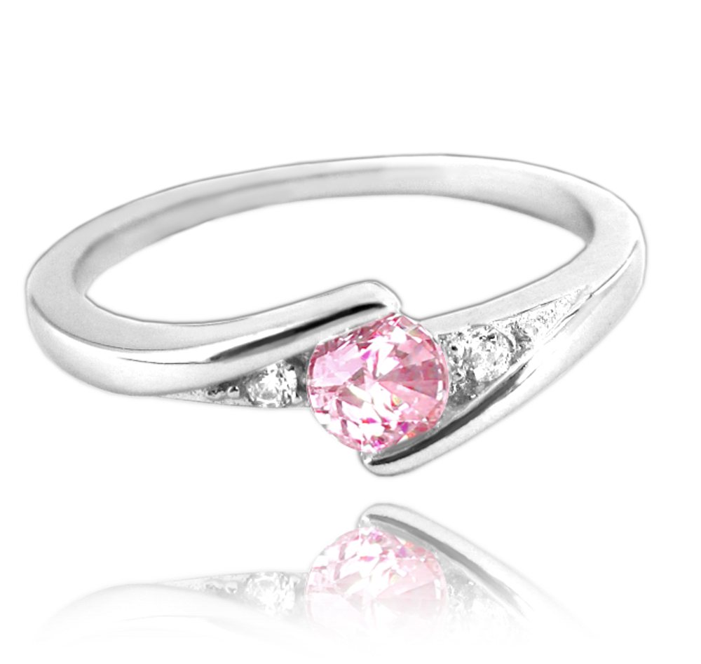 MINET Elegantní stříbrný prsten s růžovým zirkonem vel. 47 JMAN0046PR47