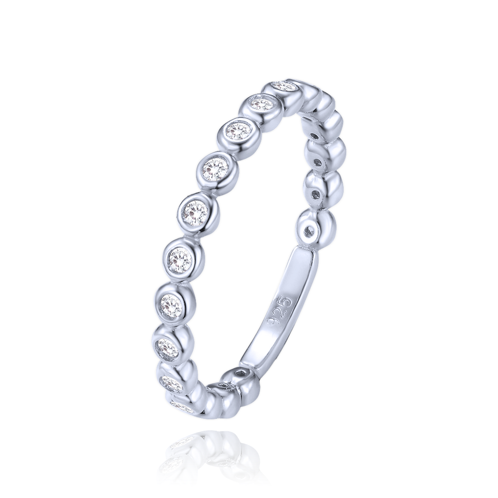 Levně MINET Elegantní stříbrný prsten s bílými zirkony vel. 56 JMAN0640SR56