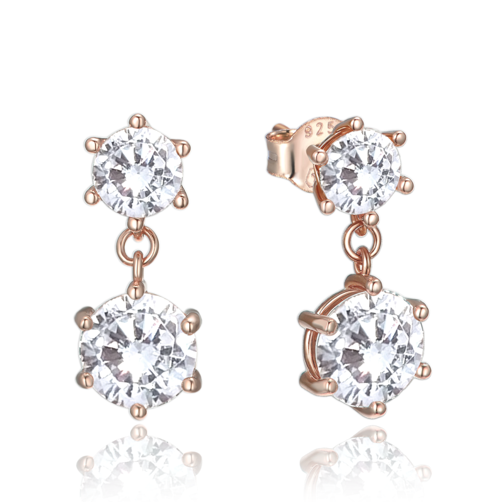 Levně MINET Rose gold luxusní stříbrné náušnice s bílými zirkony JMAS0308RE01
