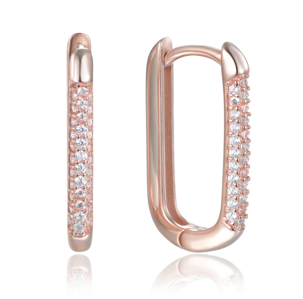 MINET Rosegold stříbrné náušnice se zirkony v italském stylu JMAS0177RE04