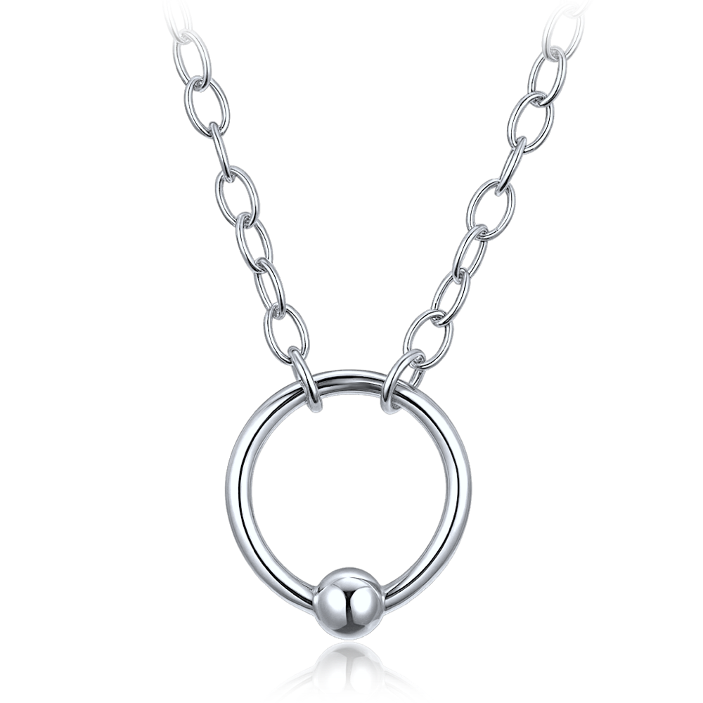 Levně MINET Elegantní stříbrný náhrdelník kroužek JMAS0326SN46