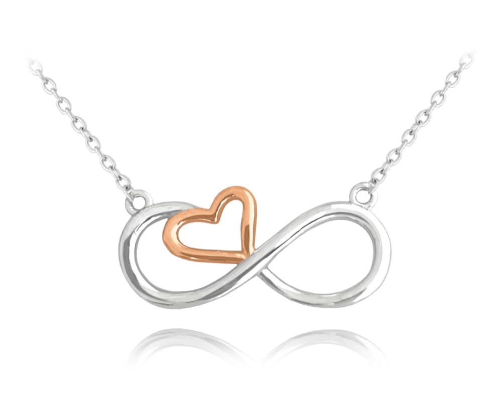 MINET Rose gold stříbrný náhrdelník FOREVER LOVE JMAN0391RN45