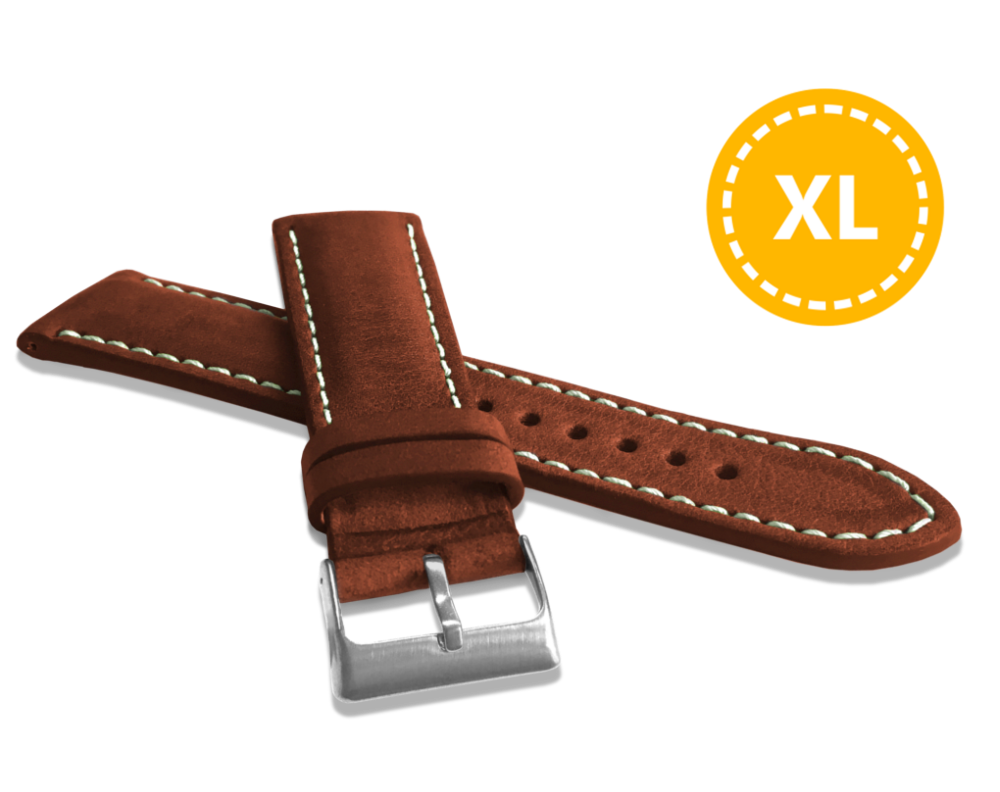 Levně LAVVU XL Prodloužený přírodně barvený hnědý řemínek NATURE z kůže Top Grain - 24 XL LSRXH24