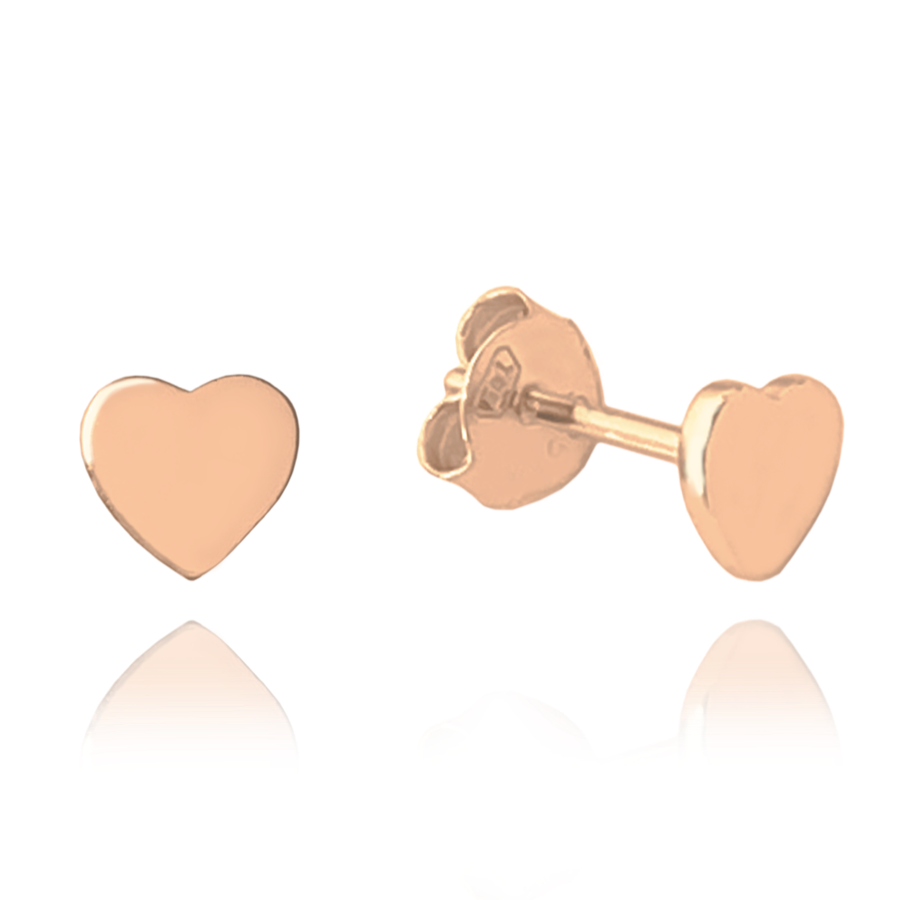 MINET Rose gold minimalistické stříbrné náušnice srdíčka JMAN0409RE00