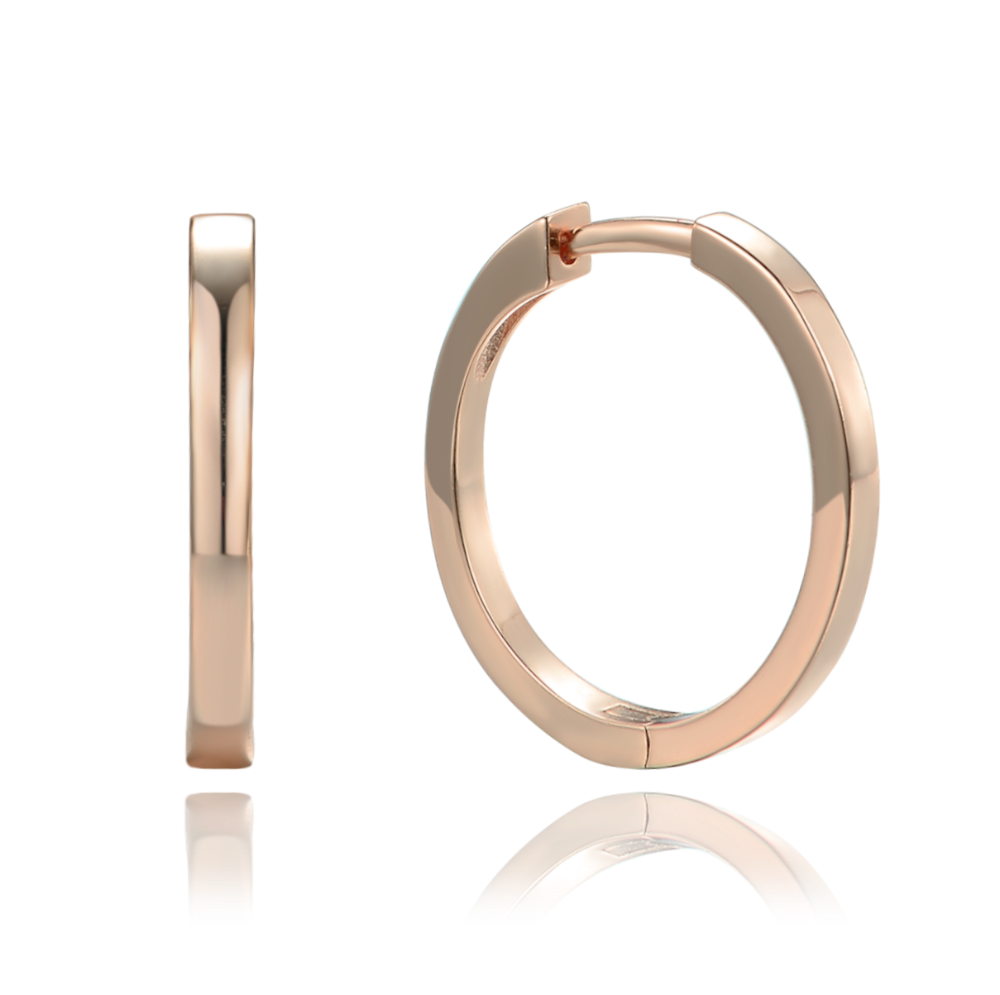 MINET Rose gold stříbrné náušnice hranaté kruhy 2 cm JMAN0634RE02