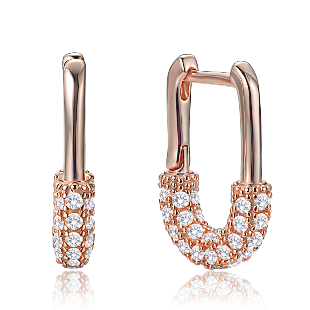 Levně MINET Luxusní rosegold stříbrné náušnice se zirkony JMAS0330RE00