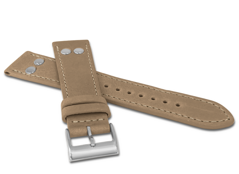 Levně LAVVU LSUAD22 Béžový pilotní řemínek PILOT z luxusní kůže Top Grain - 22 mm