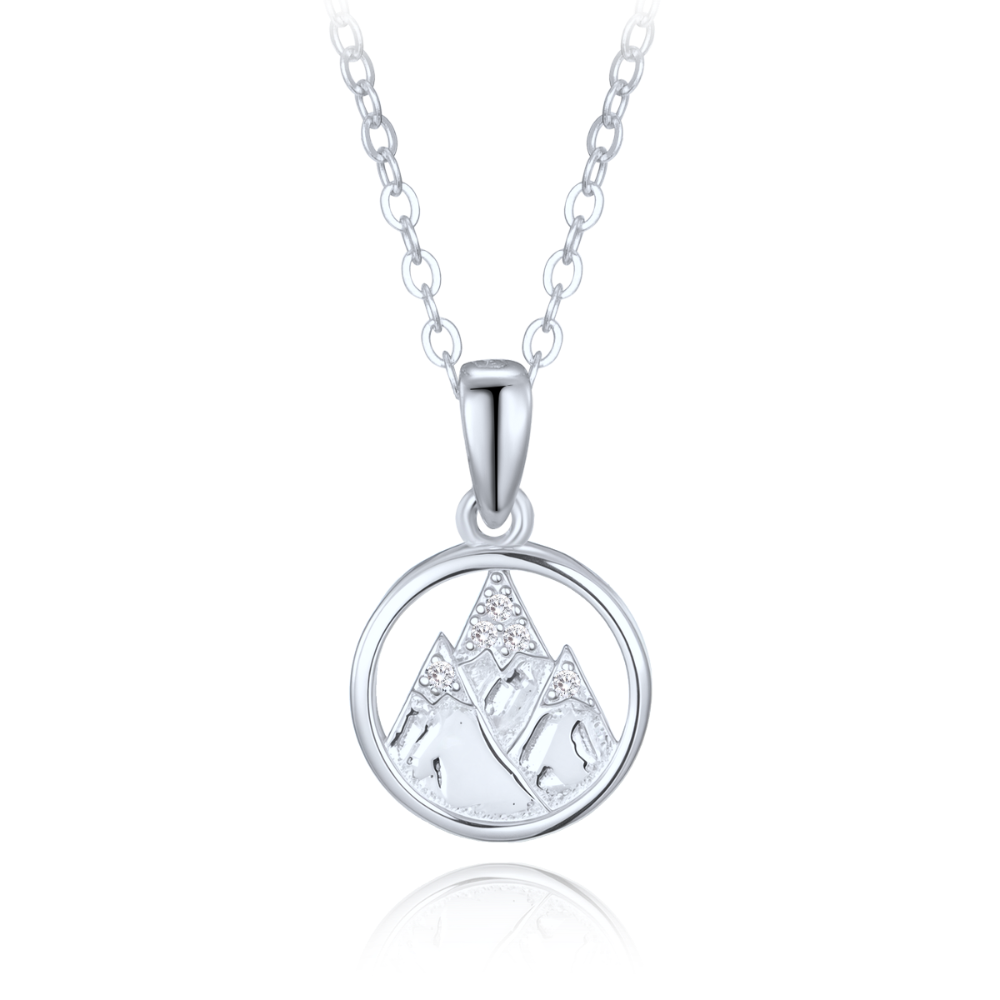 MINET Stříbrný náhrdelník hory s bílými zirkony JMAN0661SN48