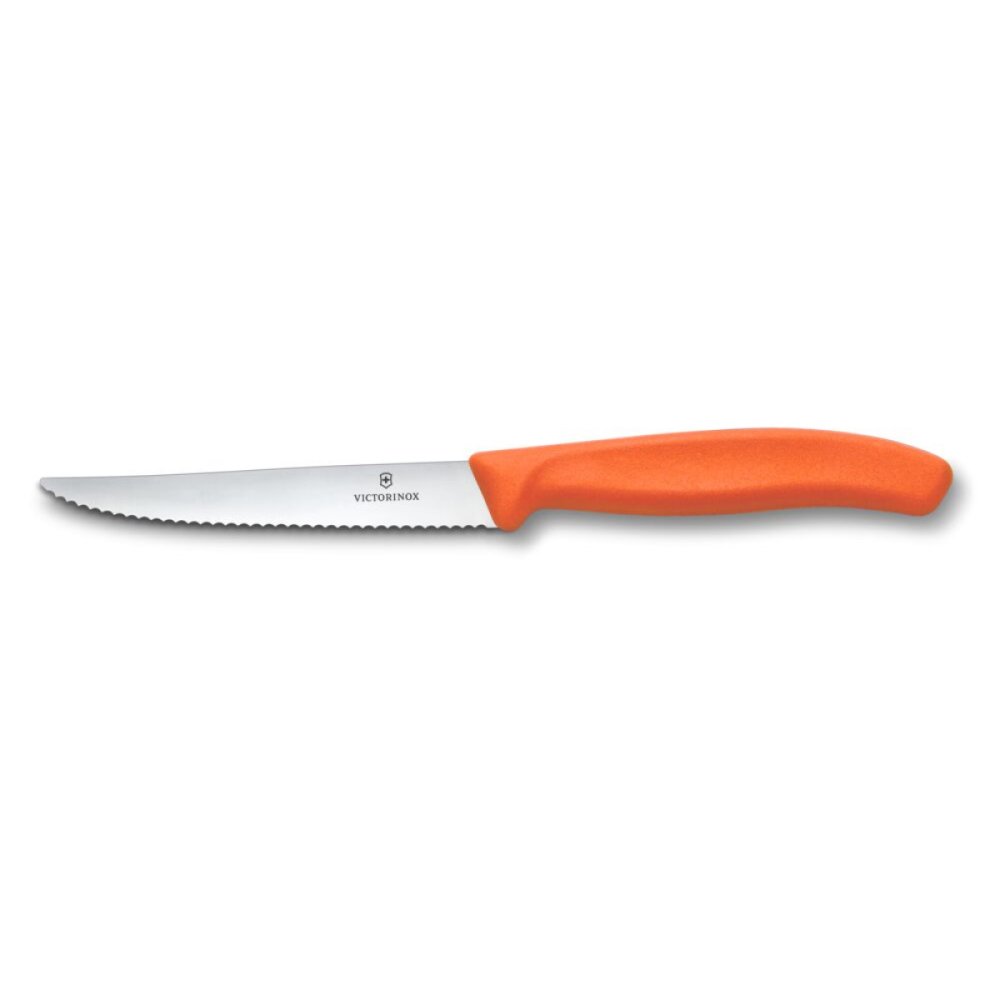 Levně Nůž Victorinox Swiss Classic 6.7239.C1 , steak & pizza , 11cm, wavy, orange