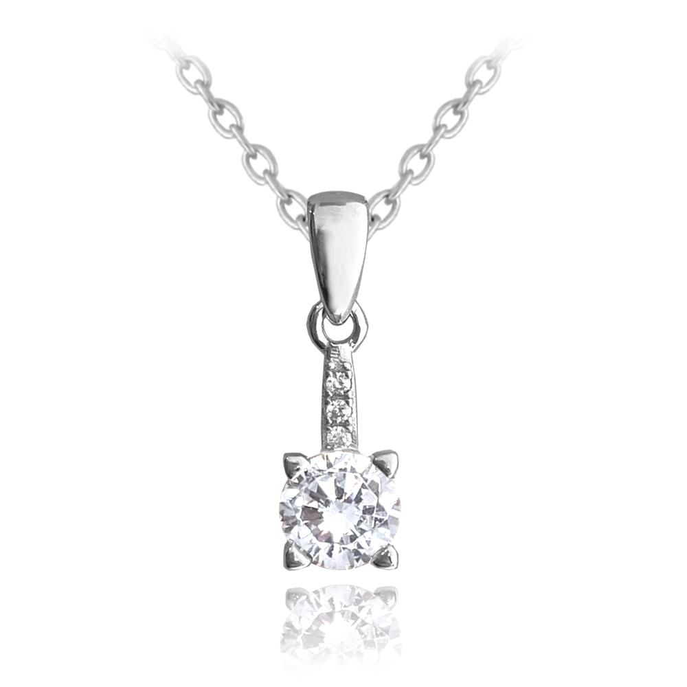 Levně MINET Elegantní stříbrný náhrdelník s bílým zirkonem JMAS0150SN45