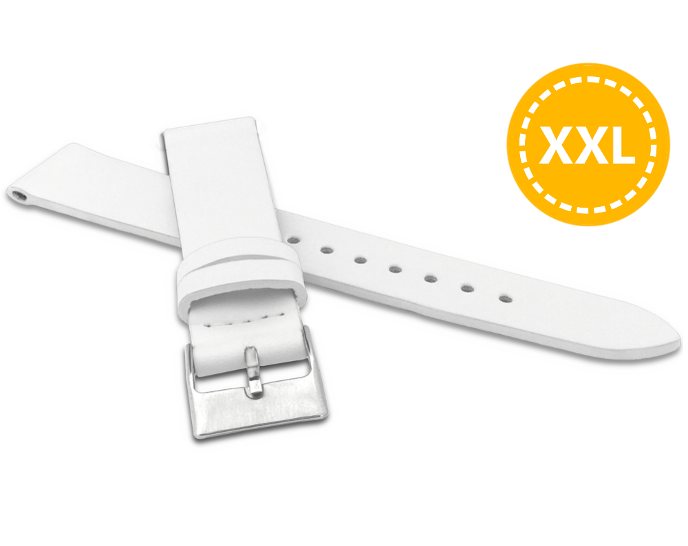 Levně MINET MSSXW20 XXL Prodloužený bílý řemínek z luxusní kůže Top Grain - 20 mm - XXL