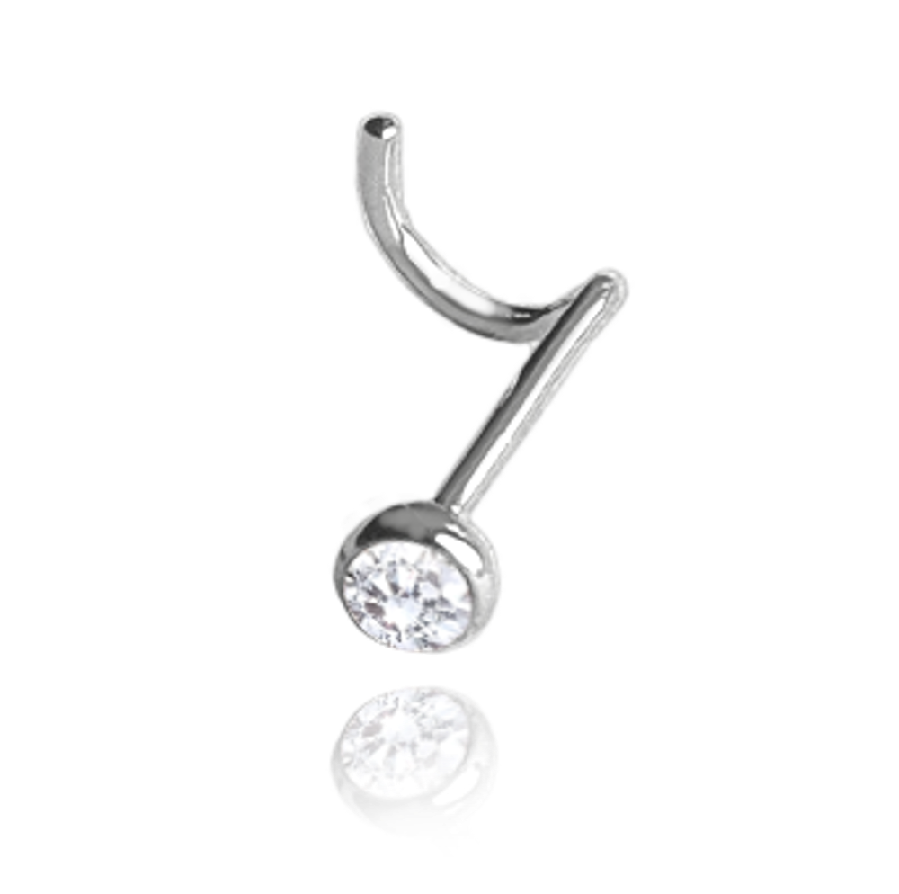 MINET Stříbrný piercing do nosu s bílým zirkonem JMAN0406SE00
