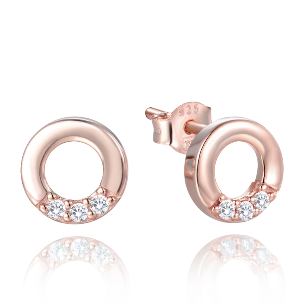 MINET Rose gold stříbrné náušnice kroužky se zirkony JMAN0482RE00