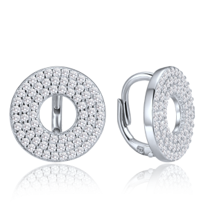 MINET Luxusní kruhové stříbrné náušnice s bílými zirkony JMAS0314SE00