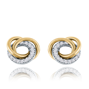 MINET Gold intertwined earrings with white zircons Au 585/1000 1,95g JMG0195WGE00
