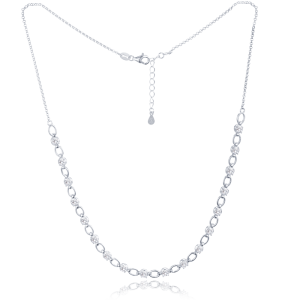 MINET Elegant silver necklace with white zircons JMAS0253SN42