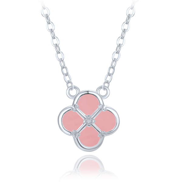 MINET Silver four-leaf clover necklace with jadeite JMAS7058RN47