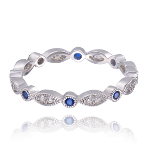 MINET Stříbrný prsten s modrými zirkony JMAN0508BR55
