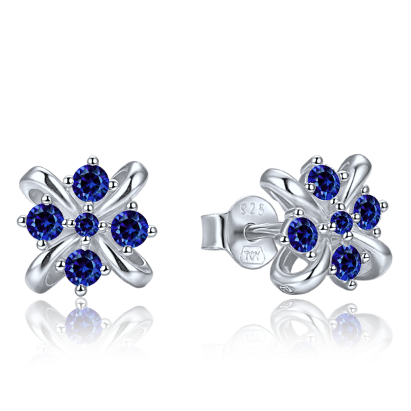 MINET Elegant silver earrings with blue zircons JMAN0680BE00