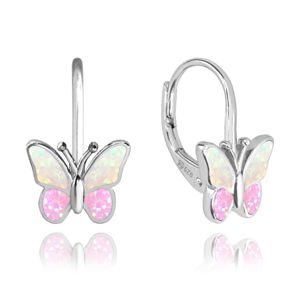 MINET Sparkling silver earrings with pink opal JMAD0040PE00