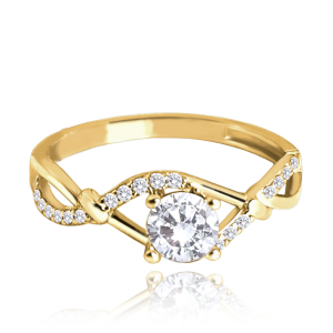 MINET Zlatý zásnubný prsteň s bielym zirkónom Au 585/1000 veľkosť 56 - 1,85g JMG0213WGR56