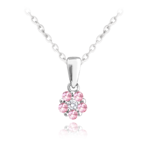 MINET Strieborný náhrdelník s ružovým zirkónom JMAD0037PN38