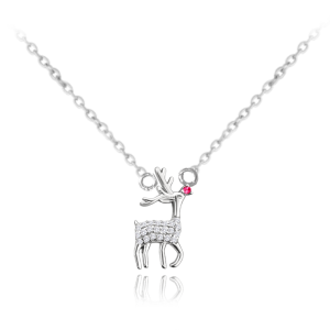 MINET Vánoční stříbrný náhrdelník REINDEER JMAS8044SN41