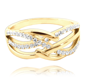 MINET Gold plated luxury silver ring with white zircons size 65 JMAN0049GR65