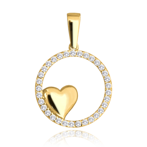 MINET Gold heart pendant with white zircons JMG0104WGP00