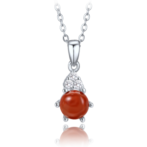 MINET Elegant silver necklace with jasper and zircon JMAS0318CN45