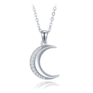 MINET Silver moon necklace with white zircons JMAN0676SN45