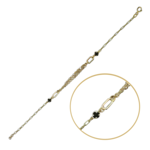 MINET Gold clover bracelet with onyx Au 585/1000 2,00g JMG0185WGB16
