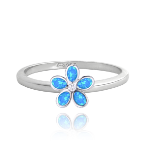 MINET Strieborný prsteň s modrými opálmi veľkosť 50 JMAD0043BR50