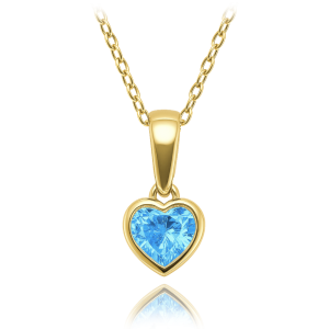 MINET Children's gold heart necklace with blue zircon Au 585/1000 1.85g JMG0237AGN38