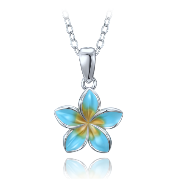 MINET Modern silver necklace blue flower JMAS5071BN45