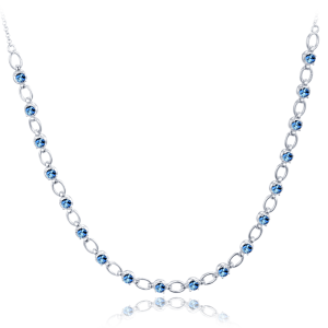 MINET Elegant silver necklace with blue zircons JMAS0253BN42