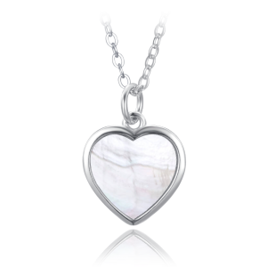 MINET Strieborný náhrdelník so srdcom a bielou perlou JMAN0551SN45