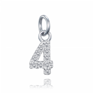 MINET Stříbrný přívěs číslice "4" vykládaný zirkony JMAS9014SP00