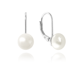 MINET Stříbrné náušnice s bílou perlou JMAS7030SE00