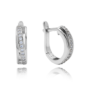 MINET Luxusné strieborné náušnice s bielymi zirkónmi JMAS0118SE00