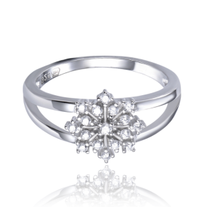 MINET Silver snowflake ring with white cubic zirconia size 53 JMAS8055SR53