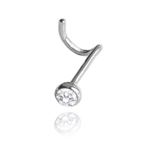 MINET Strieborný piercing do nosa s bielym zirkónom JMAN0406SE00