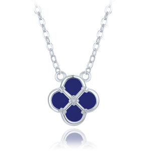 MINET Silver Necklace Four-Leaf Clover with Lapis JMAS7058BN47