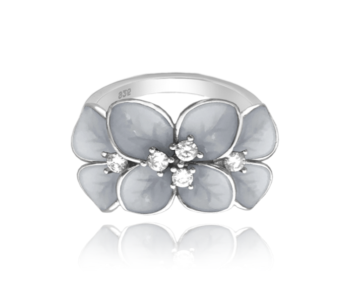 MINET FLOWERS silver ring with white cubic zirconia size 51 JMAS5034WR51