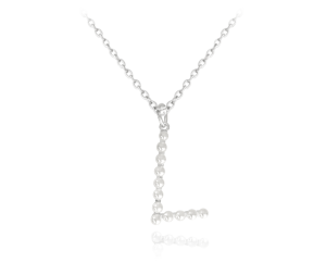 MINET Stříbrný náhrdelník písmeno L s perličkami JMAS710LSN45