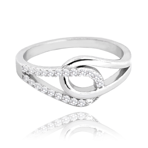 MINET Intertwined silver ring with cubic zirconia size 65 JMAN0351SR65