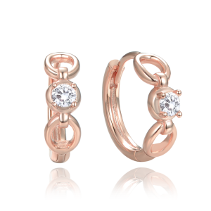 MINET Rose gold elegant silver earrings with white zircons JMAS0253RE00