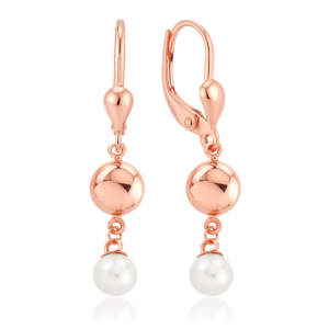 MINET Zlaté náušnice z ružového zlata s korálkami a perlami Au 585/1000 2,35 g JMG0305WRE00