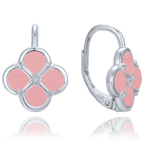 MINET Strieborné náušnice so štyrmi lístkami šťastia a nefritom JMAS7058RE00